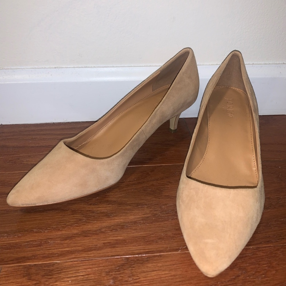 J Crew Tan Suede Kitten Heels